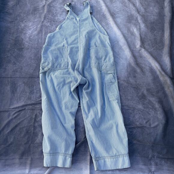 Vintage 70's Oshkosh B'Gosh Hickory Striped Railroad Denim Overalls Bibs Sz XL - Picture 6 of 13